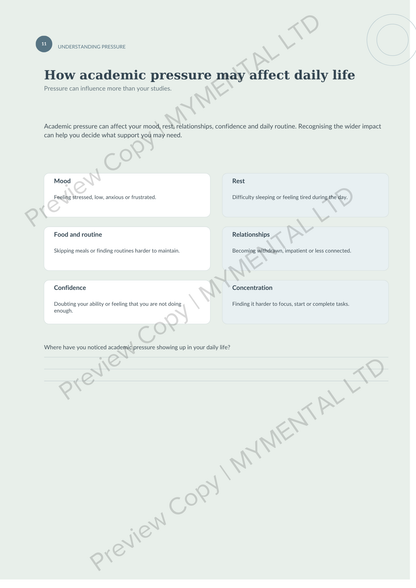 Student Wellbeing & Academic Pressure Mini Workbook