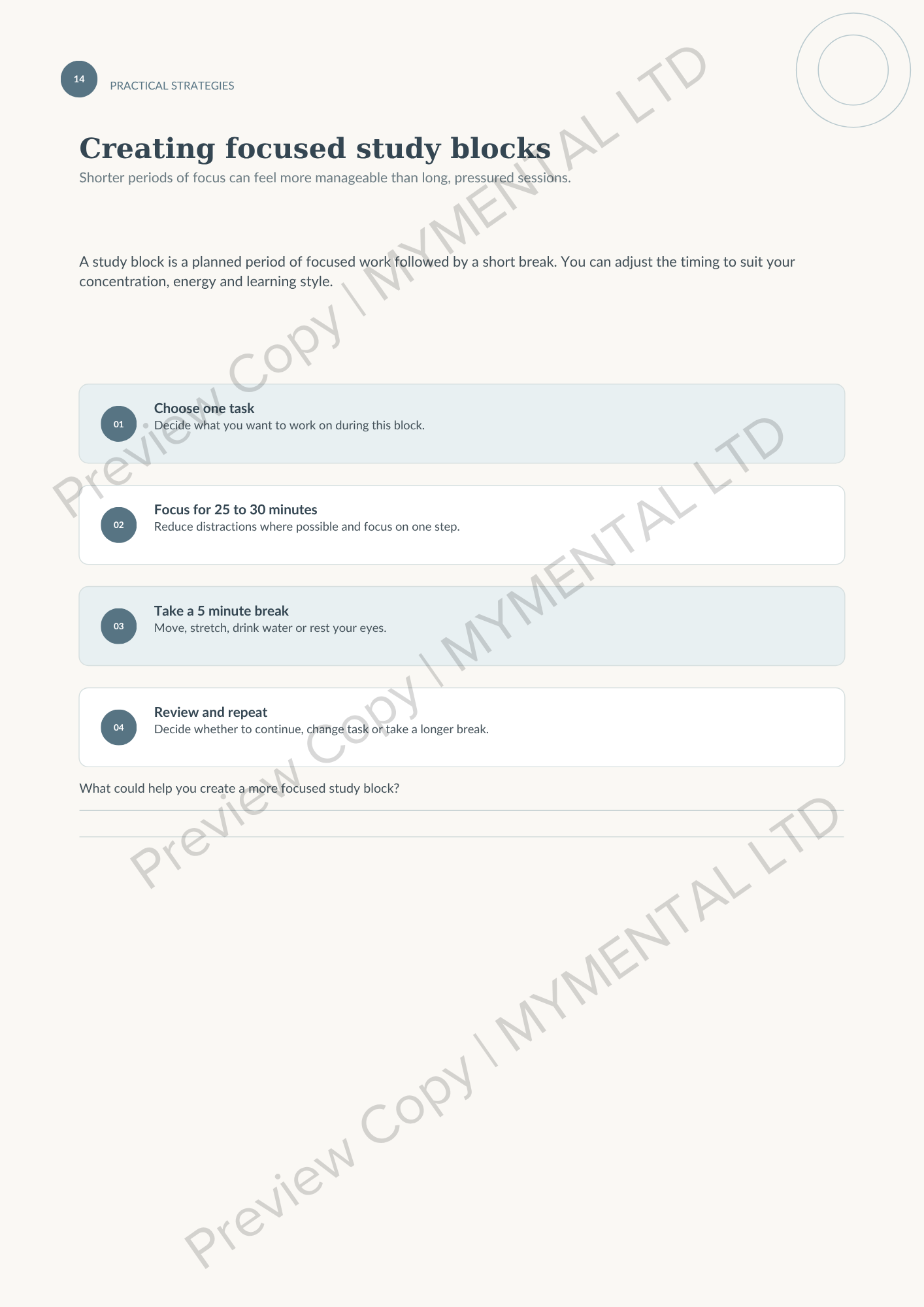 Student Wellbeing & Academic Pressure Mini Workbook