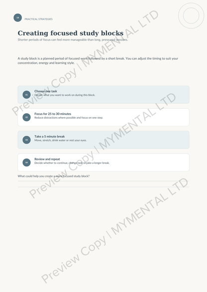 Student Wellbeing & Academic Pressure Mini Workbook
