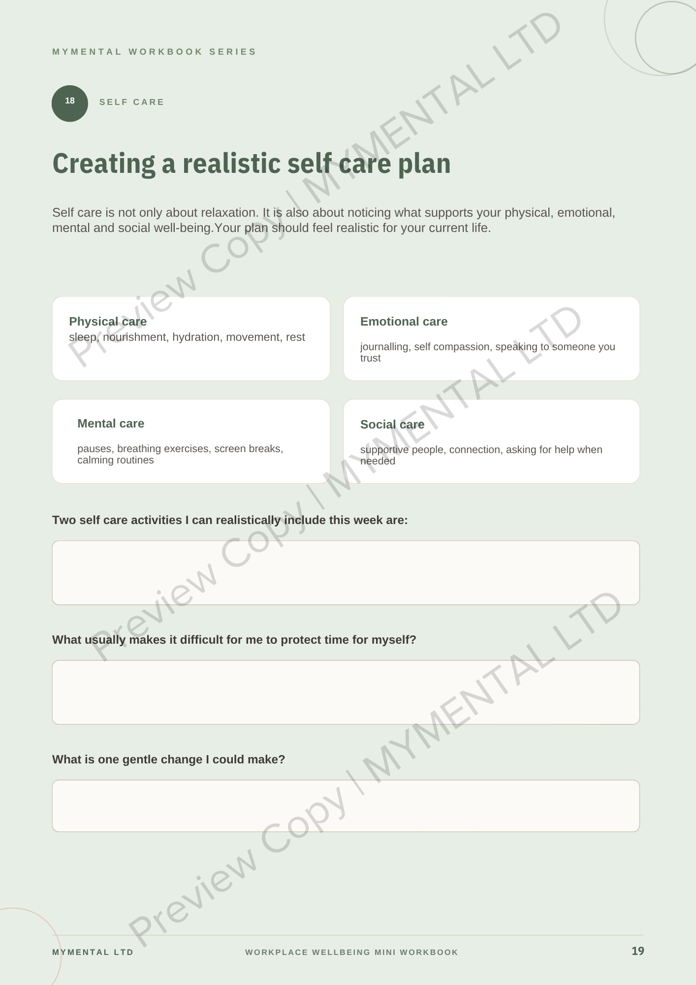 Workplace Wellbeing Mini Workbook