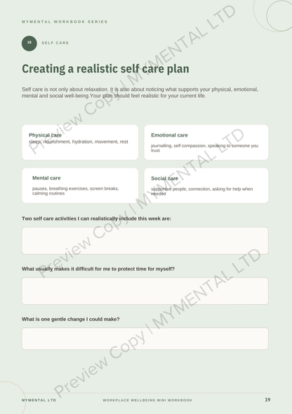 Workplace Wellbeing Mini Workbook